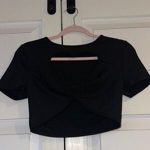 Black Heart Cutout Crop Top
